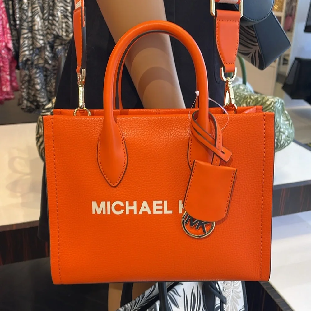 MICHAEL KORS
Mirella Small Pebbled Leather Crossbody Bag Tote 
Poppy 
NWT - Picture 12 of 16